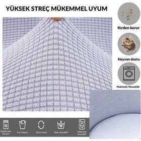 تصویر روکش صندلی خاکستری کشش قابل شستشو Lycra بیضی دور گرد etleshome 