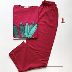 تصویر ست تیشرت شلوار نخ پنبه برگ زنانه 