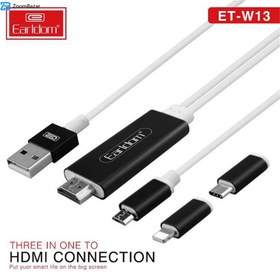 تصویر کابل تبدیل Earldom ET-W13 Lightning/MicroUSB/Type-C to HDMI 2m Earldom ET-W13 Lightning/MicroUSB/Type-C to HDMI 2m converter cable