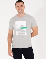 تصویر تی شرت مردانه آستین کوتاه یقه گرد مدل جذب خاکستری ملانژ پیرکاردین 