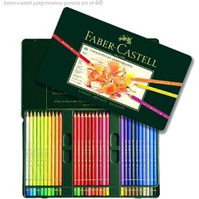 تصویر مداد رنگی فابرکاستل مدل پلی کروم ۶۰ رنگ جعبه فلزی Faber Castell Polychromos 60 Color Pencil