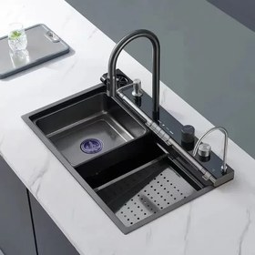 تصویر سینک ظرفشویی پیانویی 7کلید کف زنبوری Piano Sink 7 Keys Honeycomb Floor