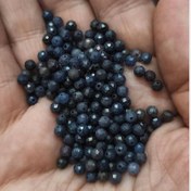 تصویر مهره سنگ یاقوت کبود برمه تراش جواهری سایز3میل سنگ اصل طبیعی 