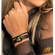 تصویر دستبند چرم روکش طلا نماد ماه تولد دی GLB1010 