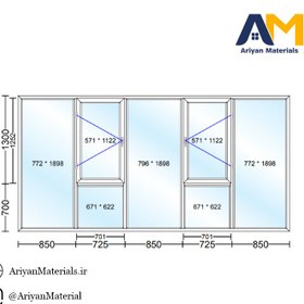 تصویر پنجره دوجداره upvc طرح 3 تک حالته 