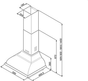 تصویر هود دیواری آشپزخانه ایتالیایی اورجینال مدلSmeg Kc16Poe, Wall Mounted Chimney Hood 