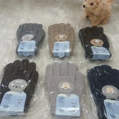 تصویر دستکش بافت بچه گانه - کوچک مشکی قهوه ای طوسی سبز کرم‌ صورتی آبی زرد 