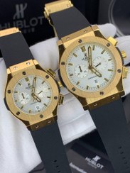 تصویر ساعت مچی هوبلو HUBLOT BIG BANG طلایی صفحه سفید HBB-217 