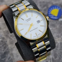 تصویر ساعت مچی مردانه کاسیو بند استیل کلاسیک ،نقره‌ای طلایی - صفحه صورمه ای / صفحه مشکی و سیلور CASIO