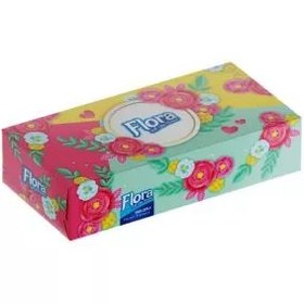 تصویر دستمال کاغذی 100 برگ فلورا گل آذین Flora Gol Azin 100 Paper Tissues