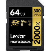 تصویر کارت حافظه لکسار Lexar 64GB Professional 2000x UHS-II SDXC 
