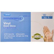 تصویر دستکش معاینه وینیل واندرفول سایز اسمال بسته ۱۰۰ عددی Wonderful vinyl gloves size S