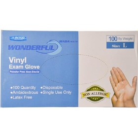 تصویر دستکش معاینه وینیل واندرفول سایز اسمال بسته ۱۰۰ عددی Wonderful vinyl gloves size S