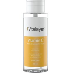 تصویر میسلار واتر ویتالیر حاوی ویتامین سی 250 میل Micellar Vitamin C Liquid all skin types Facial cleanser vitalayer 250ML