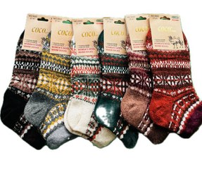 تصویر جوراب پشمی مچی زنانه کوکو طرح سنتی رنگبندی 