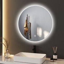 تصویر آینه تاچ (لمسی ) بک لایت دایره 50 سانتیمتر (گرد) روشویی روشویی سرویس بهداشتی و اینه کنسول کپی 