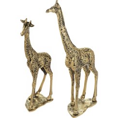 تصویر مجسمه زرافه ۲ عددی برنزی 