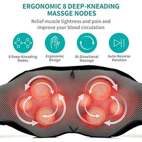 تصویر Shiatsu Neck and Back Massager with Soothing Heat, Nekteck Electric Deep Tissue 3D Kneading Massage Pillow for Shoulder, Leg, Body Muscle Pain Relief, Home, Office, and Car Use 