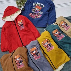 تصویر کاپشن پسرانه جنس میکرو تو خز دار - خردلی / 45 