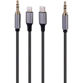 تصویر کابل تبدیل Earldom ET-AUX72 AUX To Type-C / Lightning / AUX 1.2m 