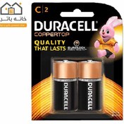 تصویر باتری 1.5 ولت سایز متوسط C مارک DURACELL بسته 2 عددی 