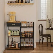 تصویر کافی بار خانگی مدرن چوب و فلز مدل «بارستا» 