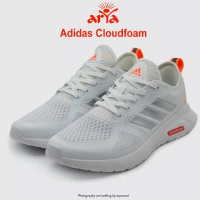 تصویر کفش اسپرت آدیداس مدل Cloudfoam رنگ سفید و نارنجی 