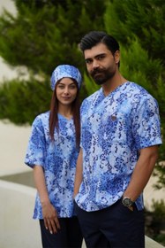 تصویر کلاه جراحی ساده آبی فانتزی | کلاه پزشکی زنانه | کلاه حجاب زنانه 