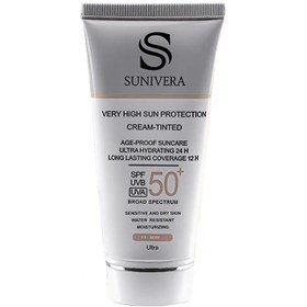 تصویر کرم ضد آفتاب رنگ بژ تیره پوست چرب SPF50 سانیورا 