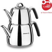 تصویر کتری قوری کرکماز مدل ورتکس - 2 لیتر (مشکی) Korkmaz Vertex Teapot Set 2 lt