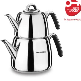 تصویر کتری قوری کرکماز مدل ورتکس - 2 لیتر (مشکی) Korkmaz Vertex Teapot Set 2 lt