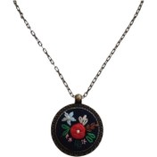 تصویر گردنبند گلدوزی گل‌های رنگین 