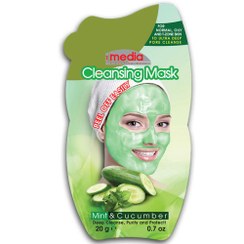 تصویر ماسک لایه بردار صورت نعناع و خیار مدیا ا media face mask mint cucumber 20ml media face mask mint cucumber 20ml