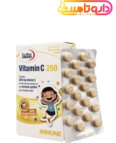 تصویر قرص جویدنی ویتامین سی 250 میلی گرم یوروویتال 60 عدد Eurho Vital Chewable Vitamin C 250 mg 60 Tabs