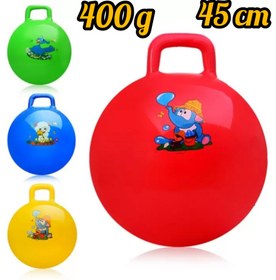 تصویر توپ بادی ایروبیک ضخیم با وزن 400 گرم دسته دار Thick aerobic inflatable ball with a weight of 400 grams