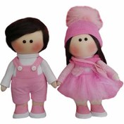 تصویر عروسک طرح روسی دختر و پسر کد dg3 مجموعه دو عددی - صورتی 