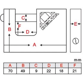 تصویر قفل کتابی برنجی 70 دلتا کد 10070A (روکش آهنی) (کلید کامپیوتری) | DELTA 