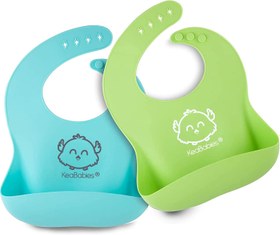 تصویر پیش بند غذاخوری کودک ضدآب سیلیکونی KeaBabiesمدل KeaBabies Baby Silicone Bibs - Waterproof, Easy Wipe Silicone Bib for Babies, Toddlers Cloud Nine