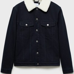 تصویر ژاکت مردانه آبی سرمه ای منگو | 77047915 اورجینال 