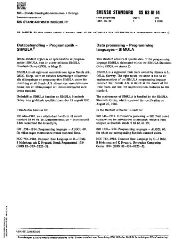 خرید و قیمت دانلود کتاب Standard SS636114: SIMULA programming language ...