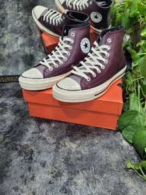 تصویر کانورس ۱۹۷۰ ساقدار چرمی زرشکی Converse all star 1970 leather dark maroon 