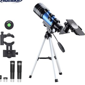 تصویر Aomekie Telescope for Kids Adults Astronomy Beginners 70mm Refractor Telescopes with Tripod Phone Adapter Finderscope 1.5X Erecting Eyepiece 3X Barlow Lens 