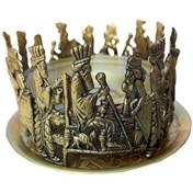 تصویر منقل زغالی برنجی طرح هخامنشی مدل ۴۱ به همراه سینی 