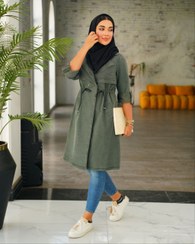 تصویر مانتو کتان پاییزه بلند دخترانه manto katan paeeze dokhrataneh