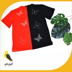 تصویر تیشرت زنانه طرح پروانه Women's t-shirt with butterfly design