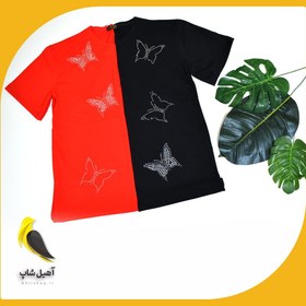 تصویر تیشرت زنانه طرح پروانه Women's t-shirt with butterfly design