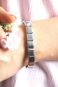 تصویر دستبند چارم ایتالیایی استیل نقره ای 