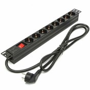 تصویر پاور ماژول 8 پورت بدنه آلمینیومی ارت دار رک مونت PDU PDU 8 PORT