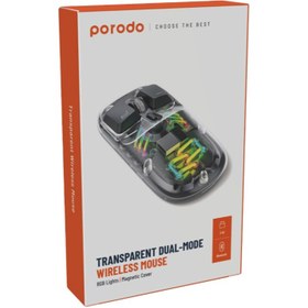 تصویر ماوس شفاف 2.4 گیگ و دوگانه پرودو Porodo Transparent DUAL-MODE Wireless Mouse 