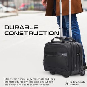 تصویر Promate Trolley Bag, Versatile 2-in-1 Lightweight Trolley Laptop Bag with Shoulder Strap, Telescoping Handle, Water Resistance and In-Line Wheels for 16” Laptops, MacBooks, iPad, Dell, Persona-TR Promate Trolley Bag, Versatile 2-in-1 Lightweight Trolley Laptop Bag with Shoulder Strap, Telescoping Handle, Water Resistance and In-Line Wheels for 16” Laptops, MacBooks, iPad, Dell, Persona-TR